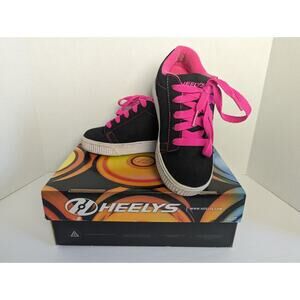 Heelys Voyager Girls Skate Shoes Youth Size 1 Black Pink EUC